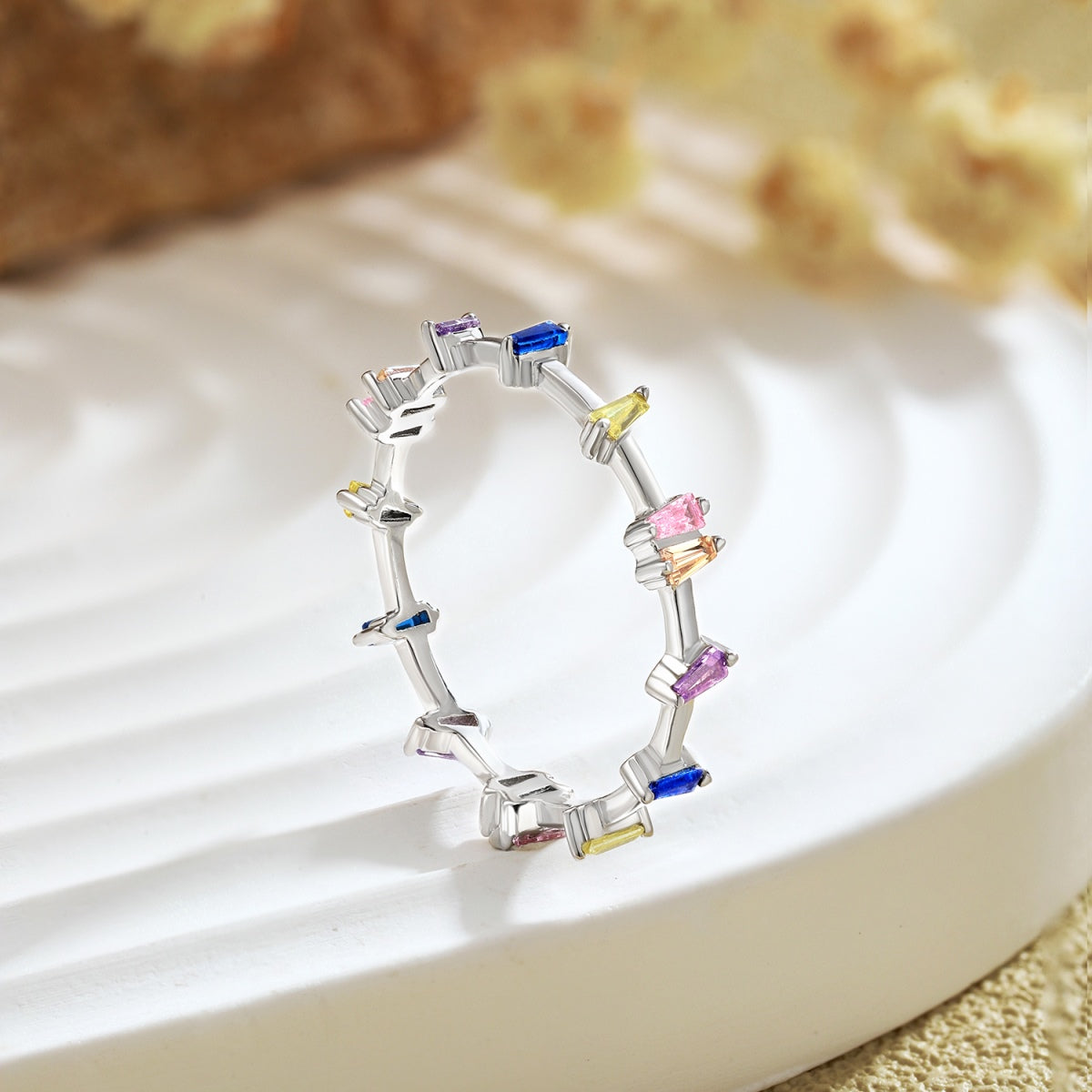 [Solara Jewelry ]ユニークな台形カット デイリーリング