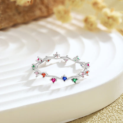 [Solara Jewelry ]Radiant Colorful Round Cut Daily Ring