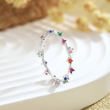 [Solara Jewelry ]Radiant Colorful Round Cut Daily Ring