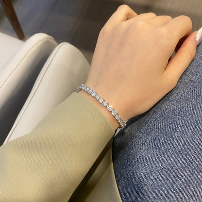 [Solara Schmuck] Verziertes, funkelndes rundgeschliffenes Hochzeitsarmband