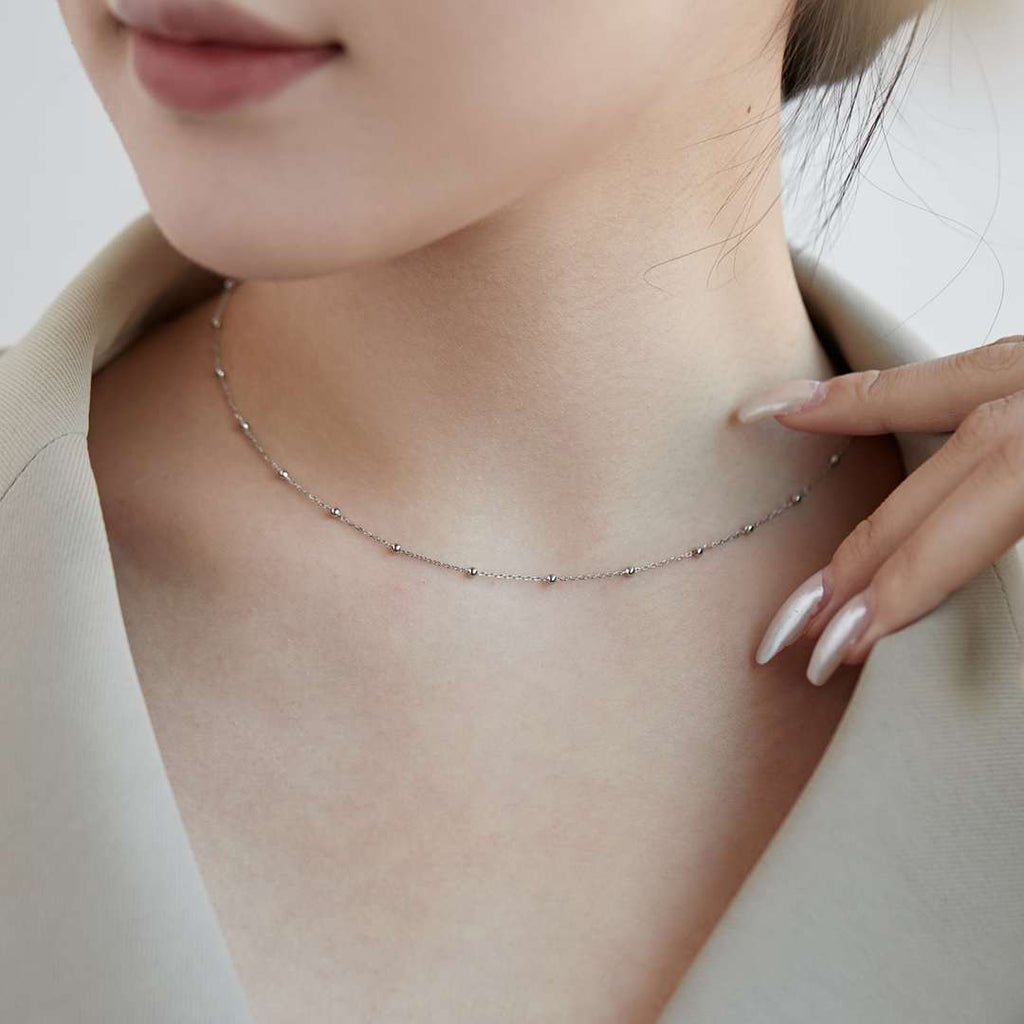 [Solara Jewelry ]小粒ビーズ鎖骨チェーン シンプルネックレス