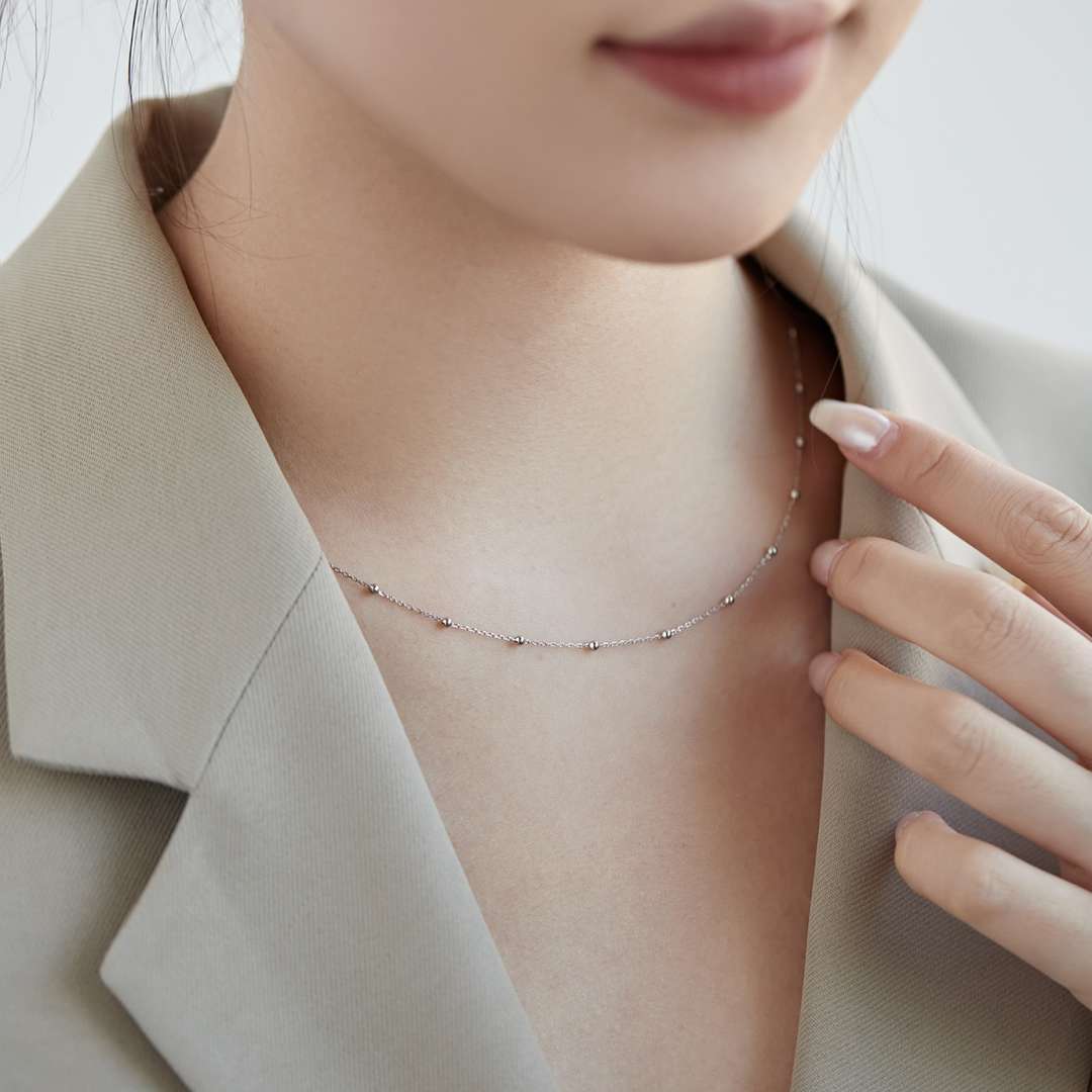 [Solara Jewelry ]小粒ビーズ鎖骨チェーン シンプルネックレス