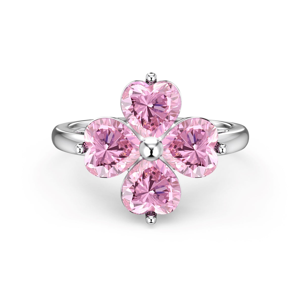 [Solara Jewelry ]Heart-shaped Four-Leaf Clover Ball Ring