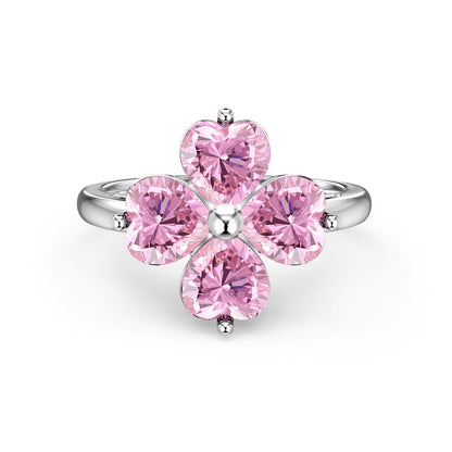 [Solara Jewelry ]Heart-shaped Four-Leaf Clover Ball Ring