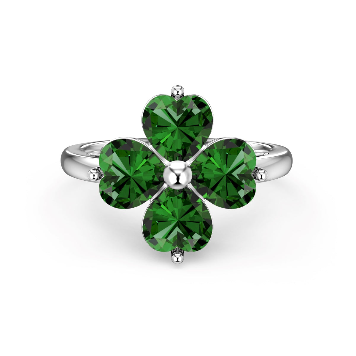 [Solara Jewelry ]Heart-shaped Four-Leaf Clover Ball Ring