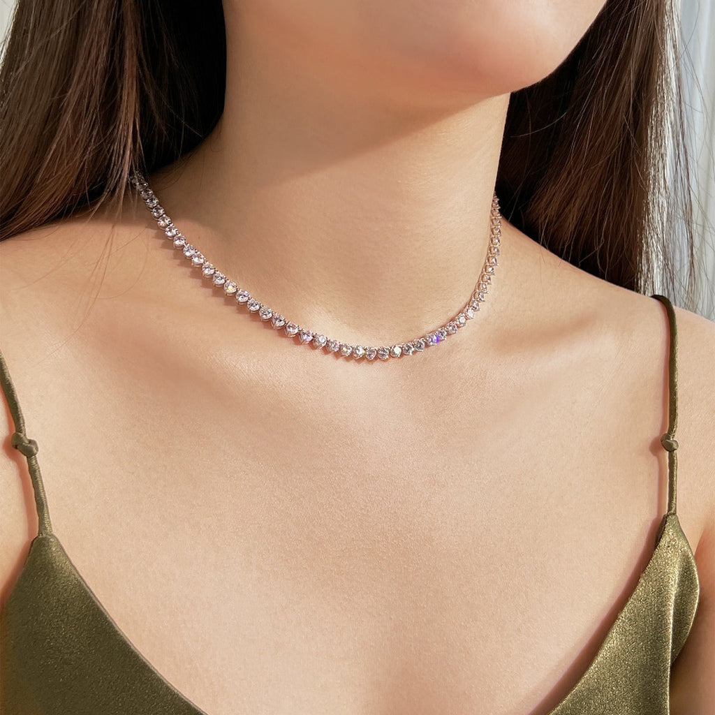 [Solara Jewelry] オーネイト ハートカット テニスネックレス