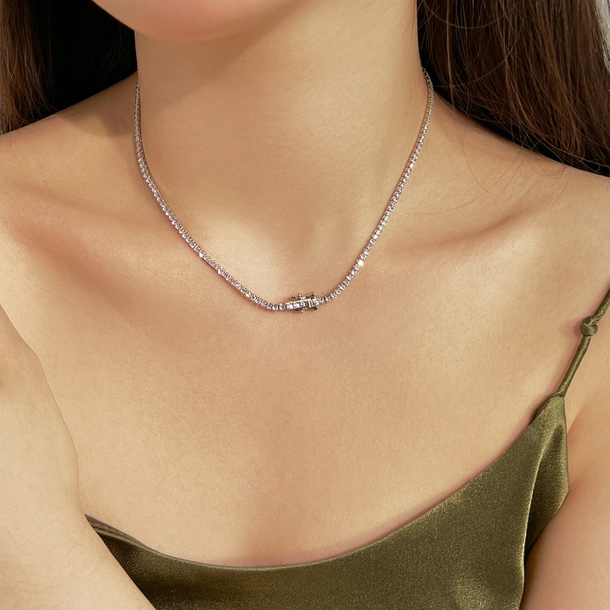 [Solara Jewelry ]繊細なラウンドシェイプテニスネックレス