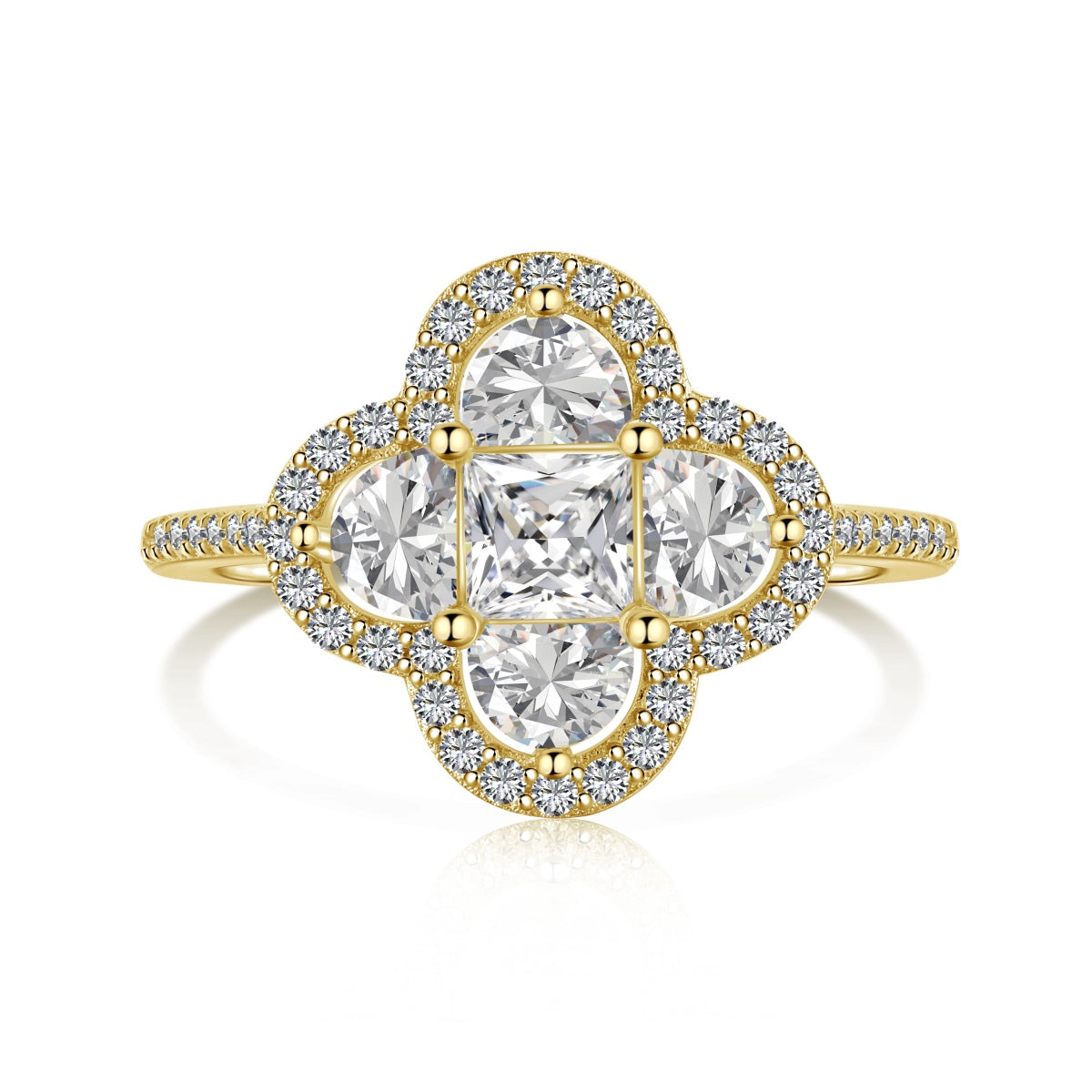 [Solara Jewelry ]Luxurious Eternity Flower Shape Banquet Ring