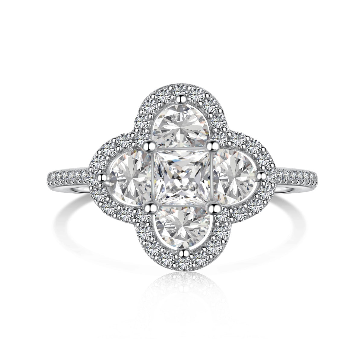 [Solara Jewelry ]Luxurious Eternity Flower Shape Banquet Ring