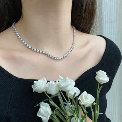 [Solara Jewelry ]Verzierte Herzausschnitt Tennis-Halskette