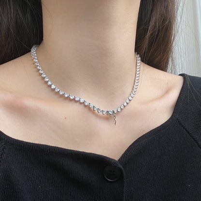 [Solara Jewelry ]Verzierte Herzausschnitt Tennis-Halskette