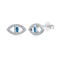 [Solara Jewelry ]Blue Devil Eyes Hollow Stud Earrings