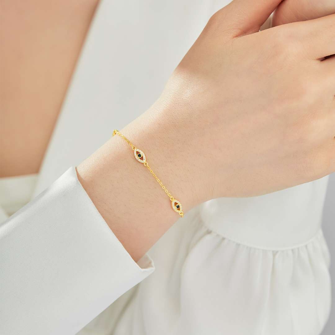[Solara Jewelry ]イーブルアイ シェイプペンダントネックレス