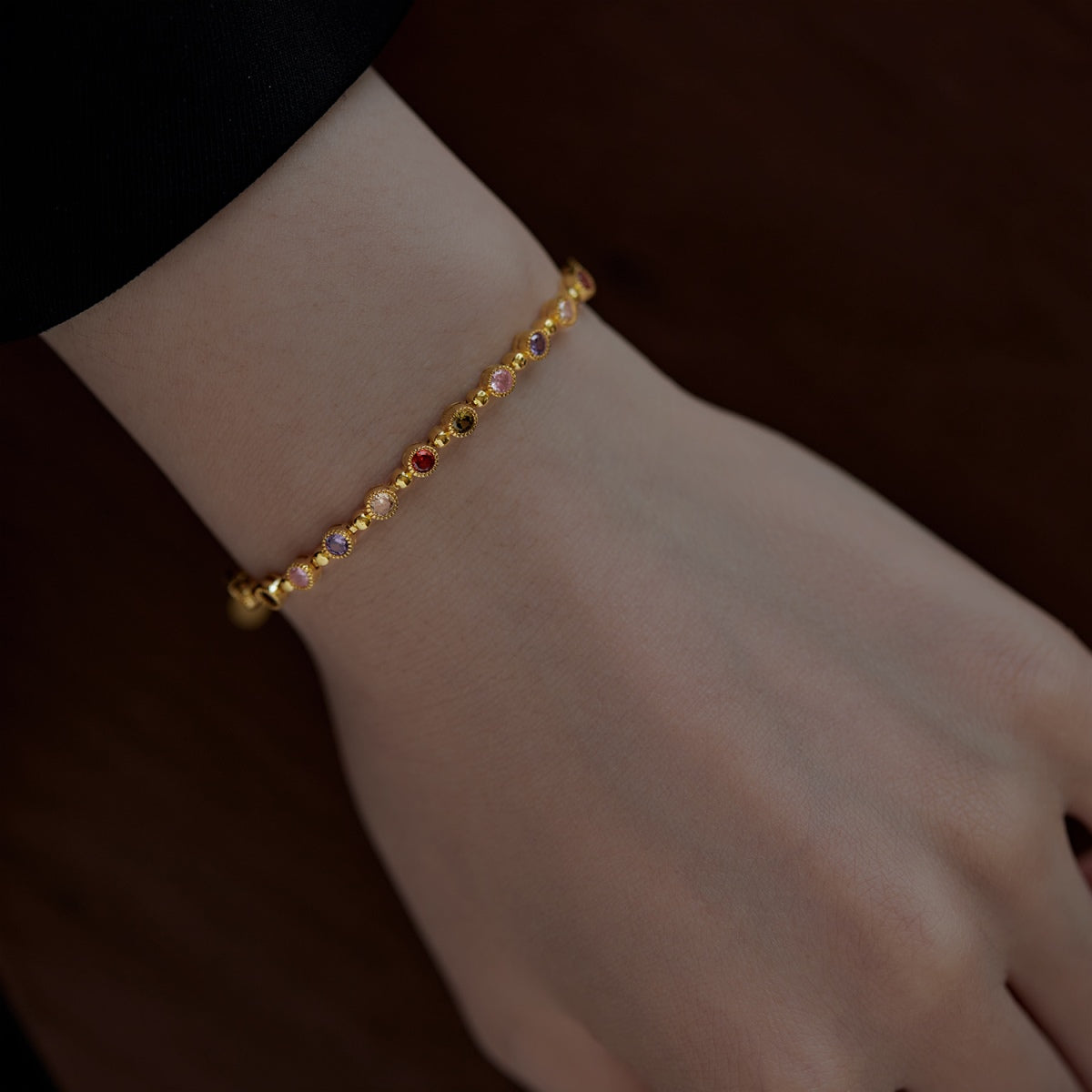 [Solara Jewelry ]Funkelndes, exquisites Partyarmband mit Rundschliff