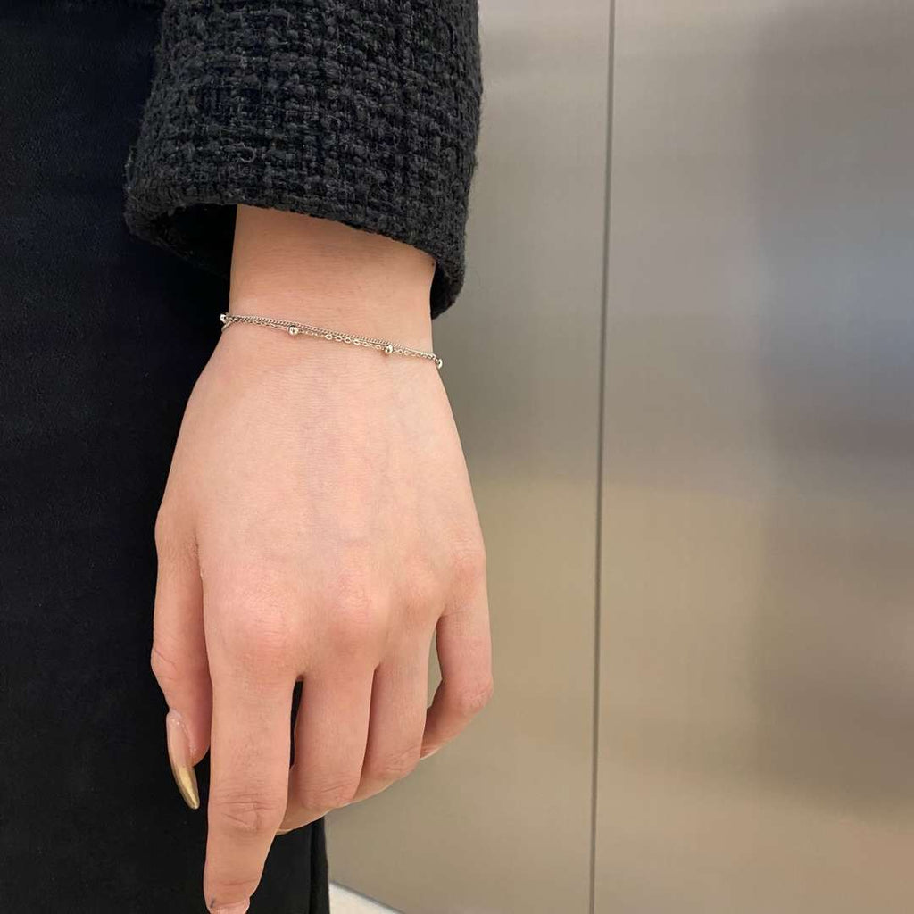 [Solara Jewelry ]繊細なビーズ二連ブレスレット