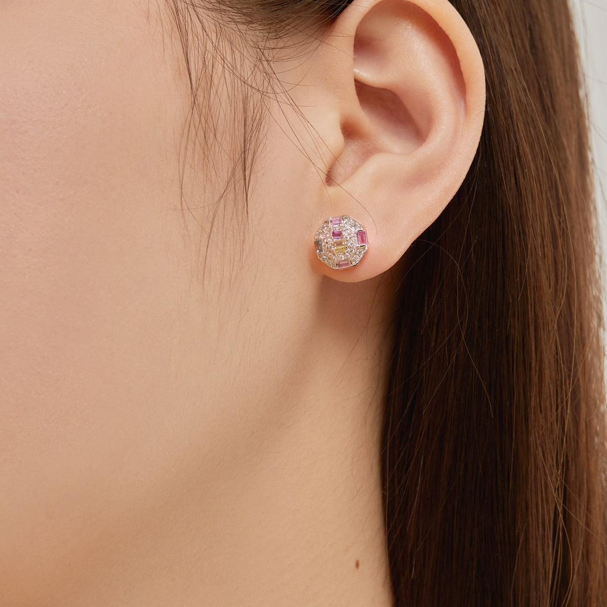 [Solara Jewelry ]Verzierte bunte Achteck-Ohrringe für den Alltag
