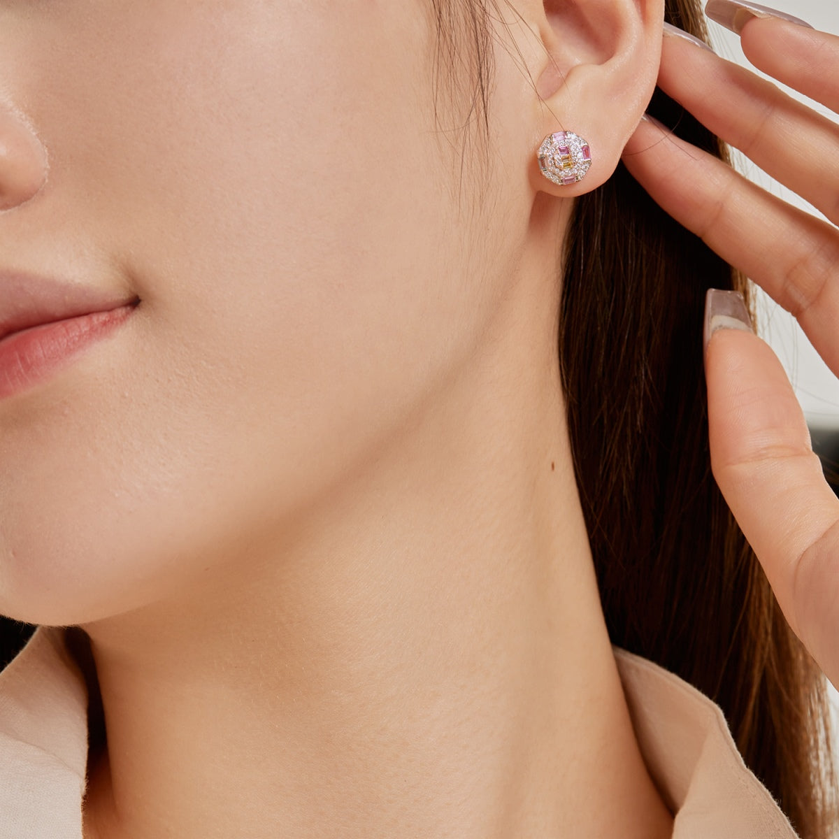 [Solara Jewelry ]Verzierte bunte Achteck-Ohrringe für den Alltag