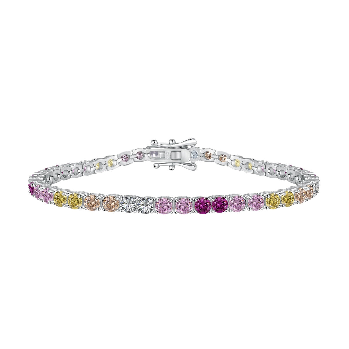 [Solara Jewelry ]Strahlendes, farbenfrohes Tennisarmband mit runden Steinen