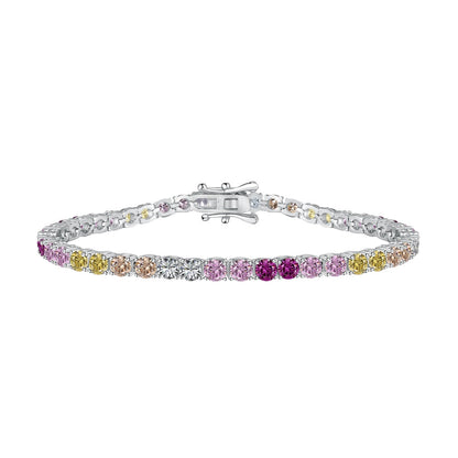 [Solara Jewelry ]Strahlendes, farbenfrohes Tennisarmband mit runden Steinen