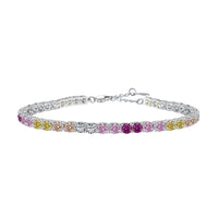 [Solara Jewelry ]Radiant Colorful Round Cut Tennis Bracelet
