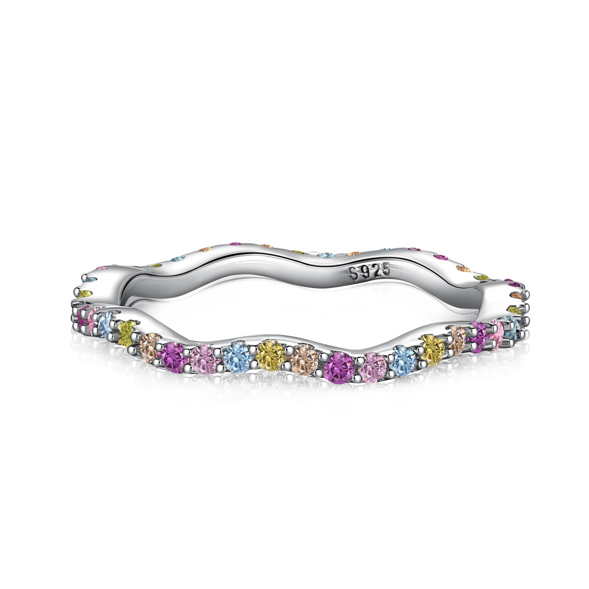 [Solara Jewelry ]Zierlicher, bunter Partyring mit Rundschliff