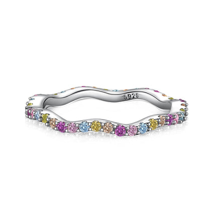 [Solara Jewelry ]Zierlicher, bunter Partyring mit Rundschliff