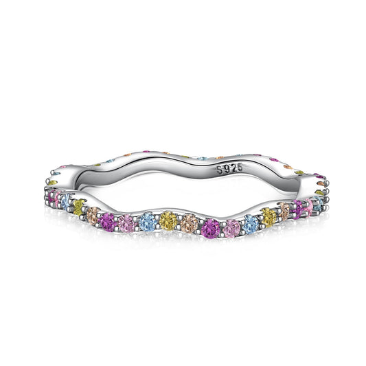 [Solara Jewelry ]Zierlicher, bunter Partyring mit Rundschliff