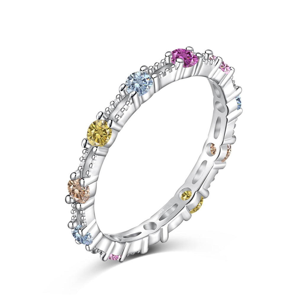 [Solara Jewelry ]Sparkling Colorful Round Cut Tennis Ring