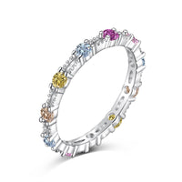 [Solara Jewelry ]Sparkling Colorful Round Cut Tennis Ring