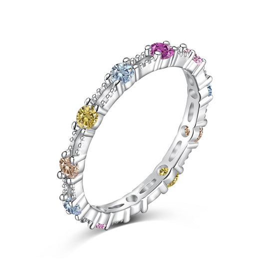 [Solara Jewelry ]Funkelnder bunter Tennisring mit Rundschliff