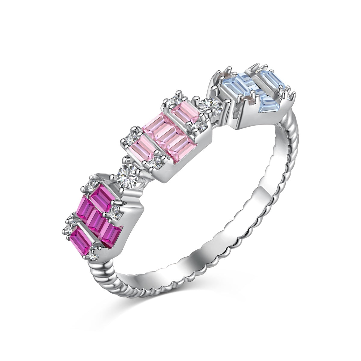 [Solara Jewelry ]ユニークでカラフルなエメラルドカットのパーティリング