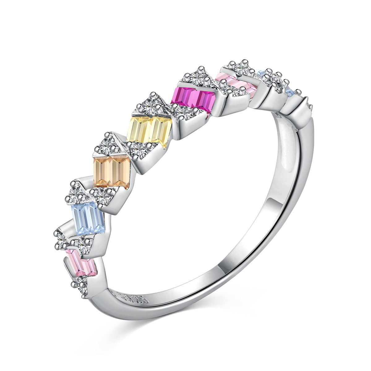 [Solara Jewelry ]繊細で鮮やかなエメラルドカット デイリーリング