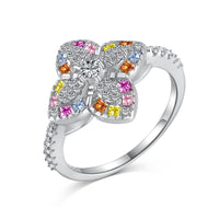 [Solara Jewelry ]Luxurious Colorful Flower Shape Banquet Ring