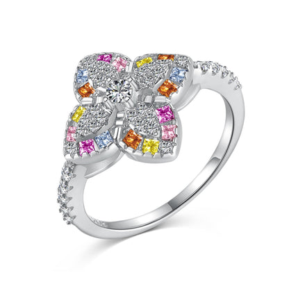 [Solara Jewelry ]豪華でカラフルな花モチーフのバンケットリング