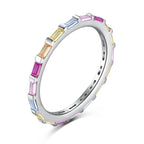 [Solara Jewelry ]Exquisiter, mehrfarbiger Ring im Smaragdschliff für den Alltag