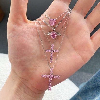 [Solara Jewelry ]ハート型メインストーンペンダント鎖骨ネックレス