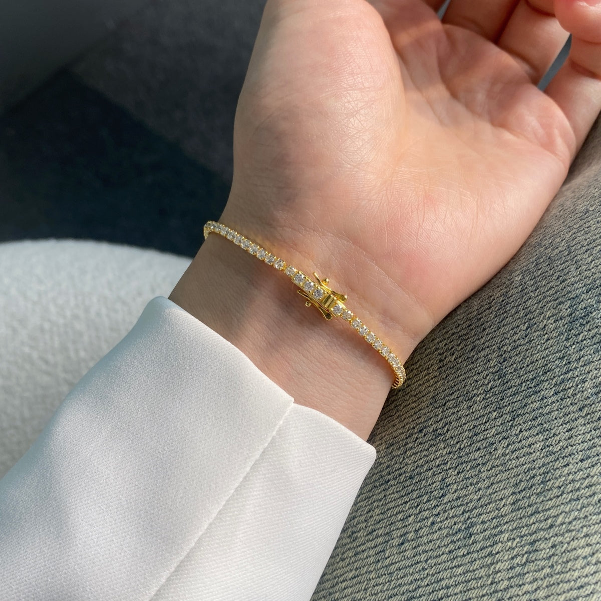[Solara Schmuck ]Strahlendes Buntes Armband mit Rundschliff für Partys