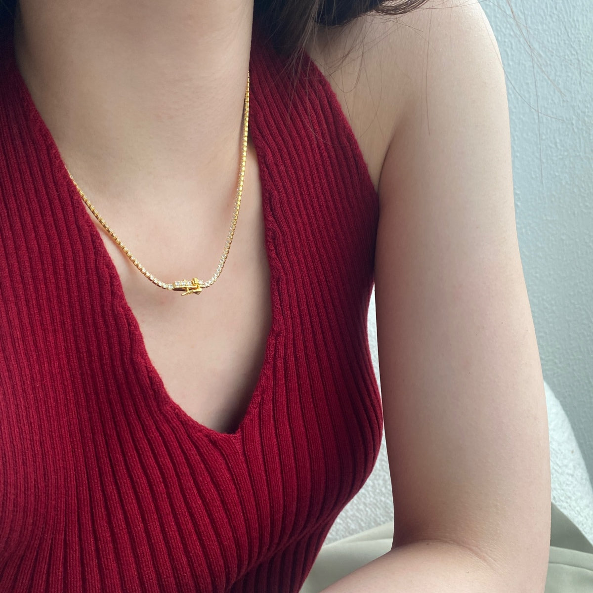 [Solara Jewelry ]繊細なラウンドシェイプテニスネックレス