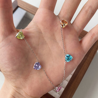 [Solara Jewelry ]煌めくカラフルなハートカットネックレス