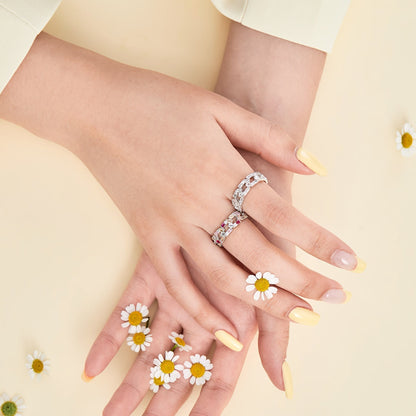 [Solara Jewelry ]煌めくヴィヴィッドエメラルドカットデイリーリング