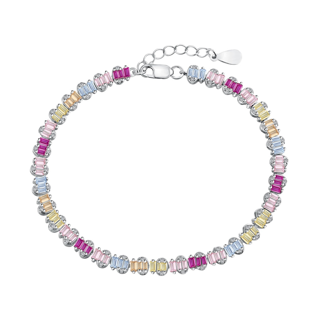 [Solara Jewelry ]繊細なカラフル エメラルドカット パーティー ブレスレット