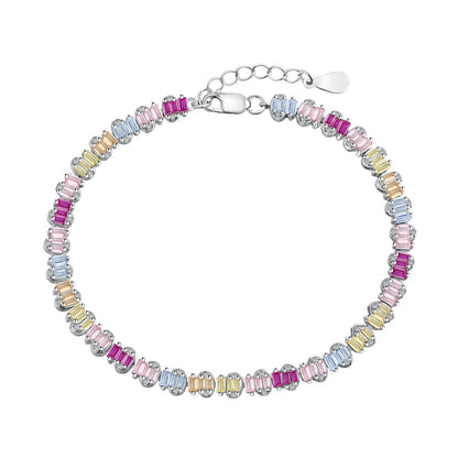 [Solara Jewelry ]繊細なカラフル エメラルドカット パーティー ブレスレット