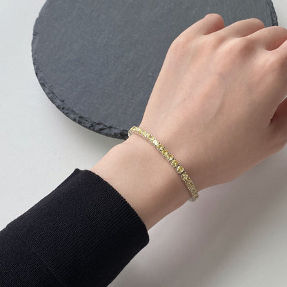 [Solara Jewelry ]Verziertes, funkelndes Tennisarmband mit runden Steinen