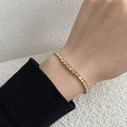[Solara Jewelry ]Verziertes, funkelndes Tennisarmband mit runden Steinen