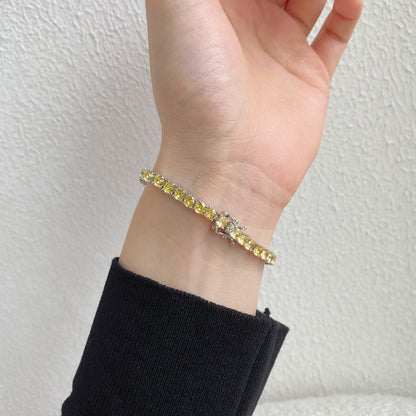 [Solara Jewelry ]Verziertes, funkelndes Tennisarmband mit runden Steinen