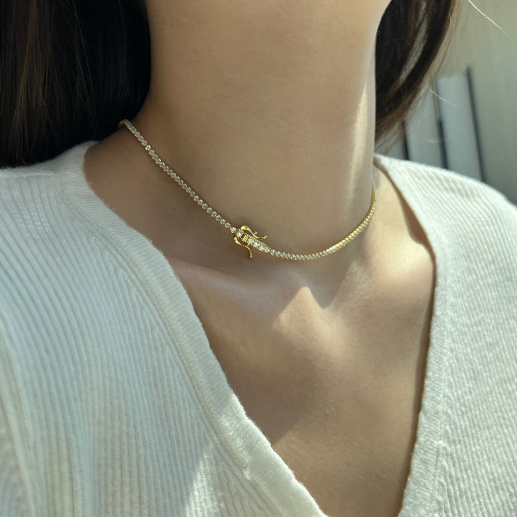 [Solara Jewelry ]繊細なラウンドシェイプテニスネックレス