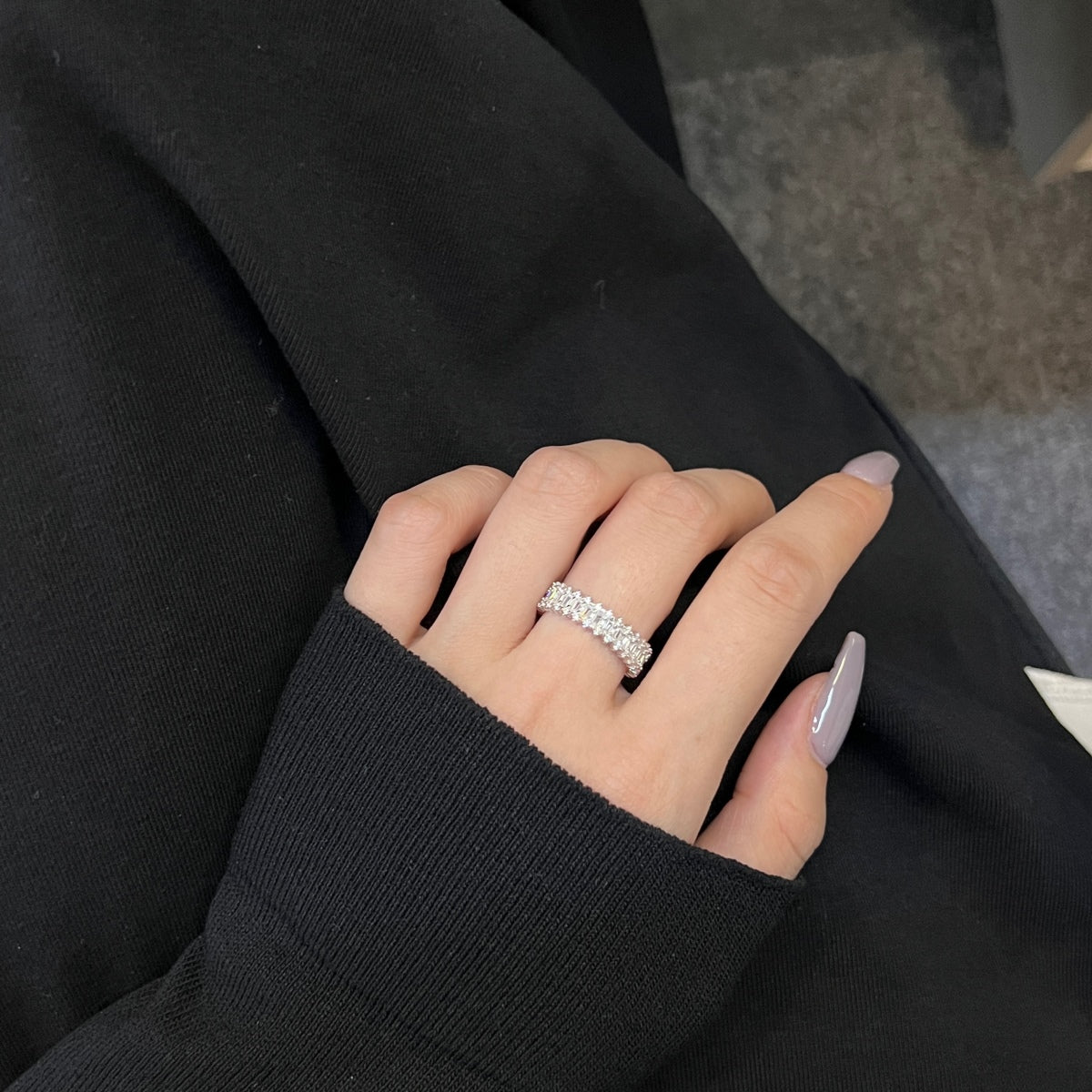[Solara Jewelry ]Splashy Ornate Emerald Cut Cocktail Ring