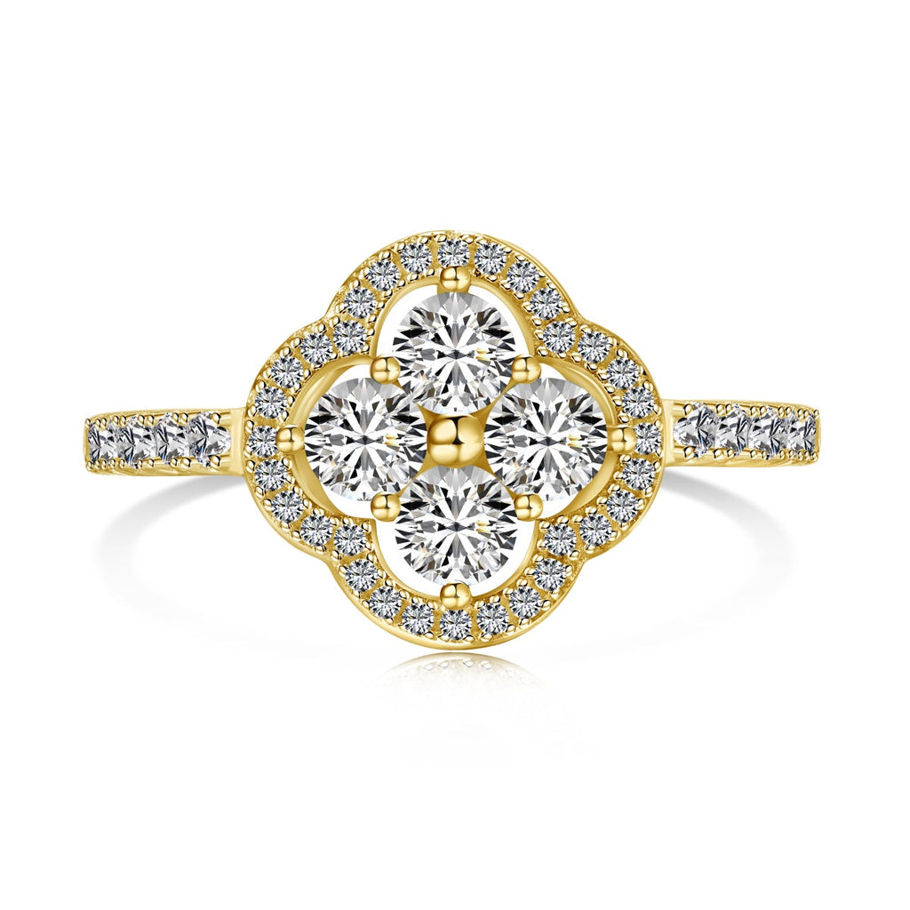 [Solara Jewelry ]Four Leaf Clover Flower Design Ring