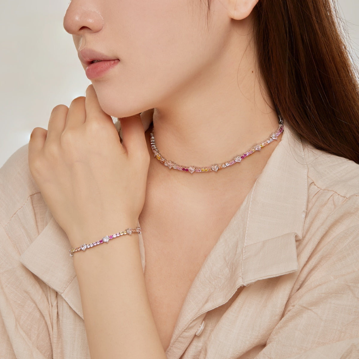 [Solara Schmuck ]Romantisches Herzform-Armband für Liebende mit Rundschliff