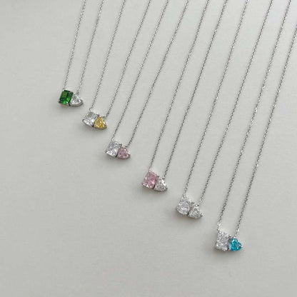 [Solara Jewelry ]輝くスクエア＆ハートネックレス